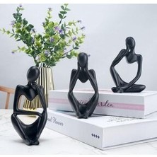 3 Lü Heykel Seti, Düşünen Heykel, Soyut Heykel Set, Iskandinav Tarz Heykel Seti, Dekoratif Biblo