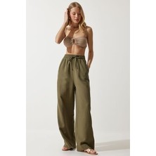 Müslin Palazzo Pantolon Haki