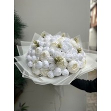 Beyaz Şakayık Isteme Buketi - Yapay Isteme Çiçeği - Şakayık - Şakayık Çiçeği