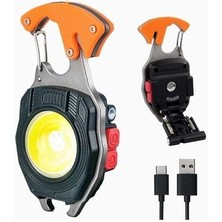 Çok Fonksiyonlu Mini LED Lamba Anahtarlık ve Çakmak USB Şarjlı Kamp Için Taşınabilir Tam 7 Modlu
