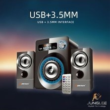 Junglee 2+1 LED Işıklı Bluetooth Hoparlör USB ve Hafıza Kartı Girişli Fm Radyolu Uzaktan Kumandalı Speaker