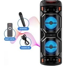 Junglee Büyük Boy Kablosuz Mikrofonlu Şarjlı Hoparlör Karaoke Bluetooth Speaker