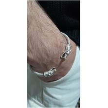 Butik Karaca Bakır %yüz Top Başlı Kurt Başlı Saç Örgü Burgu Maskülen Feminen Unisex Gümüş Kaplama Bakır Bileklik