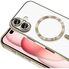 MobaxAksesuar Apple iPhone 16 Plus Kılıf Magsafe Kamera Lensli Korumalı Şeffaf Silikon Kapak