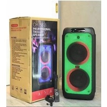 Junglee Büyük Boy Kablosuz Mikrofonlu Bluetooth Hoparlör Taşınabilir Şarjlı LED Işıklı Speaker Party Box