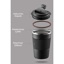 Paslanmaz 304 Çelik Termos 500 ml Kaydırmaz Bardak Mug Kupa Karışık Renk