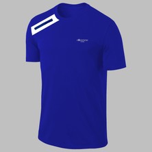 Yeni Seri Büyük Beden Erkek Mavi Dri-Fit Kumaş  Baskısız Bisiklet Yaka T-Shirt   (4xl- 10XL)