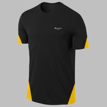 Yeni Seri Büyük Beden Erkek Siyah Dri-Fit Kumaş Fit Yuvarlak Yaka Kısa Kol T-Shirt (4xl- 10XL)