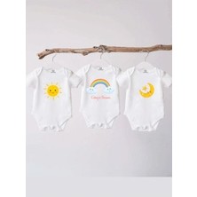 Naive Baby %100 Pamuklu Bebek Body - 3'lü Colorful Dream Set - Bebek Zıbın Badi