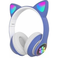 Kablosuz Kedi Kulaklık Şarjlı LED Işıklı Bluetooth Kulaklık Aux Sd Kart Girişli Stn-28