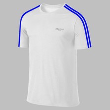 Yeni Seri Büyük Beden Erkek Beyaz Dri-Fit Kumaş Baskısız Günlük Rahat T-Shirt (4xl- 10XL)