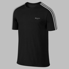 Yeni Seri Büyük Beden Erkek Siyah Dri-Fit Kumaş Düz Yaka Kısa Kol Konforlu T-Shirt (4xl- 10XL)