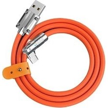 Oppo Uyumlu USB To Type-C Hızlı Şarj Kablosu 120W 6 Amper Ucu 180 Derece Dönebilen Kablo