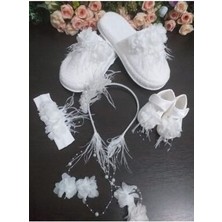 Lohusa Terlik ve Taç Bebek Patik ve Bandana Seti