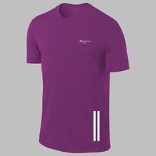Poseidon Storm Yeni Seri Büyük Beden Erkek Mor Dri-Fit Kumaş  Baskısız Bisiklet Yaka Yürüyüş Için Tshirt    (4xl- 10XL)