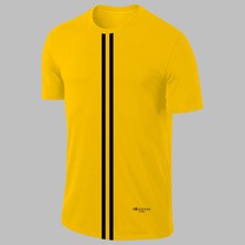 Poseidon Storm Yeni Seri Büyük Beden Erkek Sarı Dri-Fit Kumaş Baskısız Yuvarlak Yaka Kısa Kol T-Shirt   (4xl- 10XL)