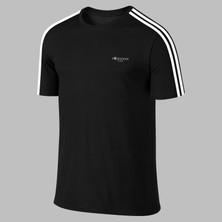 Poseidon Storm Yeni Seri Erkek Siyah Dri-Fit Kumaş Yürüyüş ve Koşu Için Baskısız Günlük Tshirt S-3xl