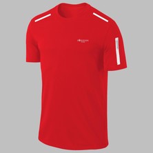 Poseidon Storm Yeni Seri Erkek Kırmızı Dri-Fit Kumaş Sade Bisiklet Yaka Sporcu T-Shirt  S-3xl