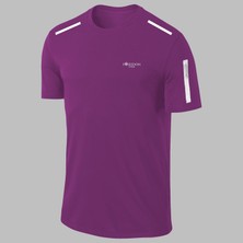 Poseidon Storm Yeni Seri Büyük Beden Erkek Mor Dri-Fit Kumaş  Baskısız Yürüyüş ve Koşu Için Rahat Sporcu T-Shirt   (4xl- 10XL)