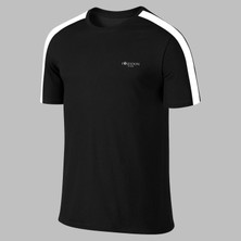 Poseidon Storm Yeni Seri Büyük Beden Erkek Siyah Dri-Fit Kumaş Düz Yuvarlak Yaka Kısa Kol Konforlu T-Shirt (4xl- 10XL)