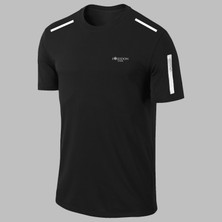 Poseidon Storm Yeni Seri Erkek Siyah Fit Kumaş Bisiklet Yaka Kısa Kol Günlük Rahat T-Shirt  S-3xl