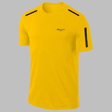 Poseidon Storm Yeni Seri Büyük Beden Erkek Sarı Dri-Fit Kumaş Baskısız Yuvarlak Yaka Kısa Kol Regular Tshirt   (4xl- 10XL)