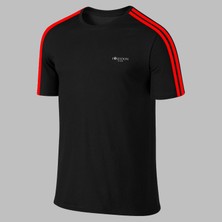 Poseidon Storm Yeni Seri Büyük Beden Erkek Siyah Dri-Fit Kumaş Baskısız Yaka Kısa Kol T-Shirt (4xl- 10XL)