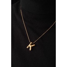 Çelik Harfli  "k"  Bubble Balon Kolye Balık Sırtı Toplu Zincir K Harfi 45CM