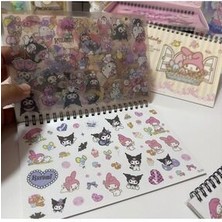 Kawaii Sanrio Kuromi My Melody Şeffaf & Mat Sticker Kitapçığı 10 Sayfa