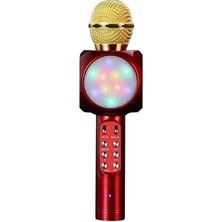 Junglee LED Işıklı Şarjlı Kablosuz Karaoke Mikrofon Bluetooth Hoparlör Ses Değiştirme Sd Kart USB Girişli