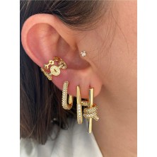 Pinery Jewels Taç Zirkon Taşlı Minimal Kadın Earcuff Kıkırdak Küpe