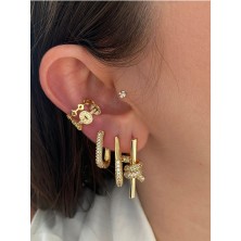 Pinery Jewels Taç Zirkon Taşlı Minimal Kadın Earcuff Kıkırdak Küpe