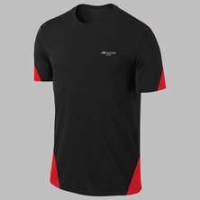 Poseidon Storm Yeni Seri Büyük Beden Erkek Siyah Dri-Fit Kumaş Bisiklet Yaka Kısa Kol Günlük T-Shirt (4xl- 10XL)