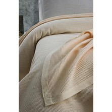 Klimalı Pike ,%100 Pamuk Petekli Pike , Dörtmevsim Pike Battal Boy 240X260 Krem