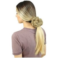 Mini Club Yoğun Fiber Sentetik Lastikli Topuz Toka / Karamel Platin Röfleli /  (CLZ175)