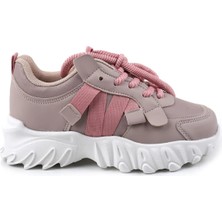 Cool Verom Pudra Bağlı Cırtlı Yüksek Taban Kız Çocuk Sneaker Ayakkabı