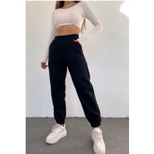 Siyah Eşofman Jogger Paça Lastikli