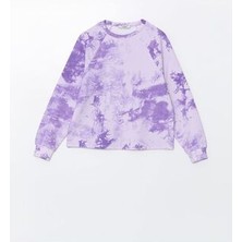 Bisiklet Yaka Batik Desenli Kadın Sweatshirt