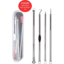 Komedon Akne Siyah Nokta Temizleyici Paslanmaz 4'lü Set Çelik Komedon Gümüş Komedon Kutulu