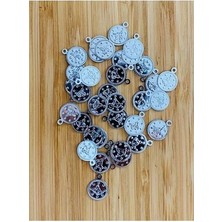 Ince Kaplama Tuğra Plastik Pul 11MM. Tahmini 240-250 Adet Civarı. Gümüş.