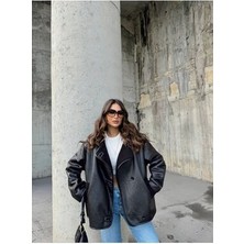 Kadın Oversize Içi Kürklü Deri Ceket Mont