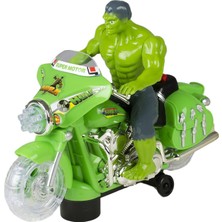 Oyuncak Hulk Motosikletli Yeşil Dev Adam Işıklı Sesli Hareketli Pilli Oyuncak