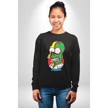 Simpsons Beyin Heryerde Kadın Erkek Siyah Sweatshirt