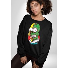 Simpsons Beyin Heryerde Kadın Erkek Siyah Sweatshirt