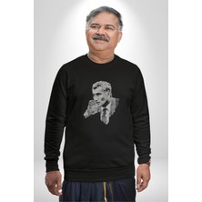 Angemiel Yılmaz Güney Karakalem Yeşilçam Kadın Erkek  Siyah Baskılı Sweatshirt