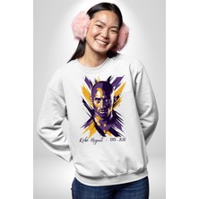 Angemiel Kobe Braynt Anısı Moderb Tasarım Kadın Erkek Beyaz Sweatshirt