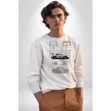 Porche 911GT3 Rs Yarış Araba Kadın Erkek Beyaz Sweatshirt