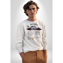 Porche 911GT3 Rs Yarış Araba Kadın Erkek Beyaz Sweatshirt