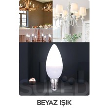 Suled   Grafen Beyaz Işıklı 10 Adet Mum Buji Ampul Avize Abajur Lambası Ince Duylu Lamba E14 Duy