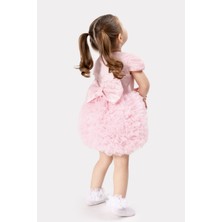 Bebesev Bebek Kız Çocuk Doğum Günü Parti Düğün Elbise Tüllü Tütü Pamuklu Rahat Kesim Pembe